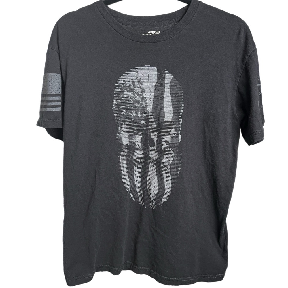 Grunt Style Spectre Beard Skull Shirt Mens M American Flag USA Casual Graphic